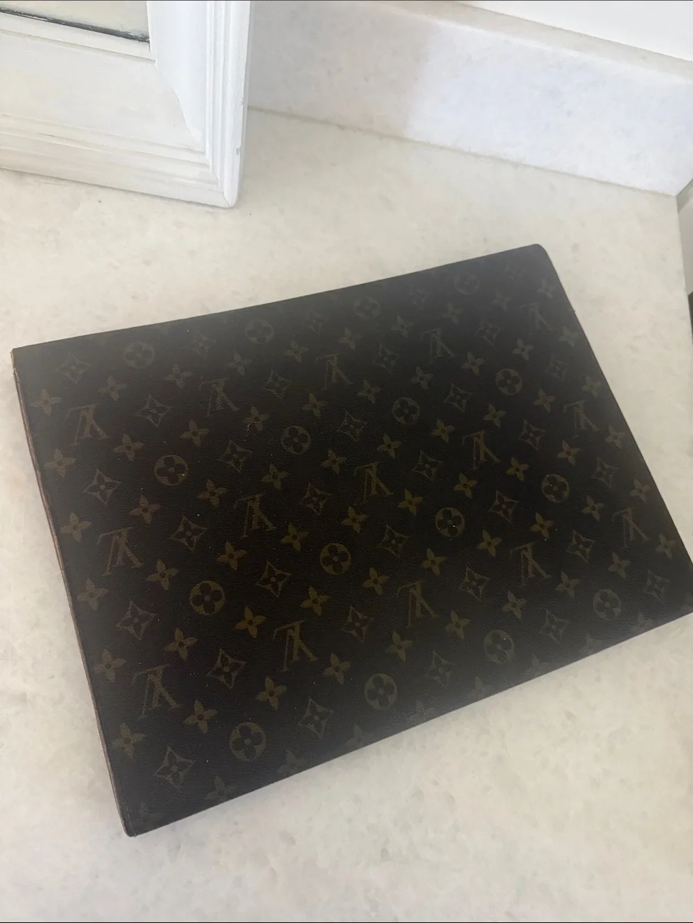 Louis Vuitton Monogram Canvas Men's Briefcase with Tan Leather Tab